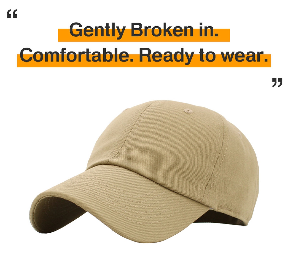 Khaki Low Profile Baseball Caps Front Side View